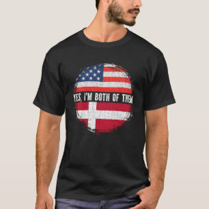 Halvamerikanska USA flagga Danmark T Shirt