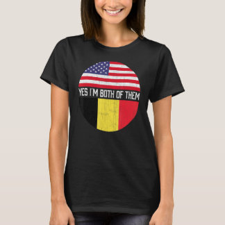 Halvamerikanskt halvbelgiskt familjarv i USA flagg T Shirt