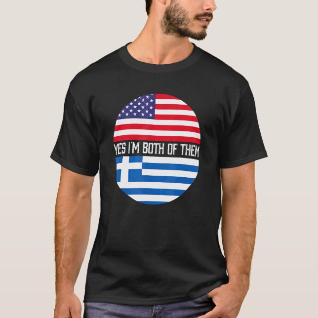Halvamerikanskt halvgrekiskt familjarv i USA flagg T Shirt (Framsida)