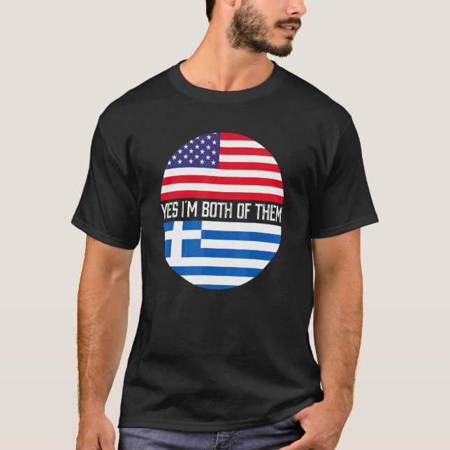 Halvamerikanskt halvgrekiskt familjarv i USA flagg T Shirt (Framsida)