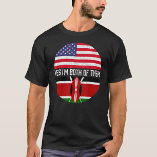 Halvamerikanskt halvkenyanskt familjarv i USA flag T Shirt
