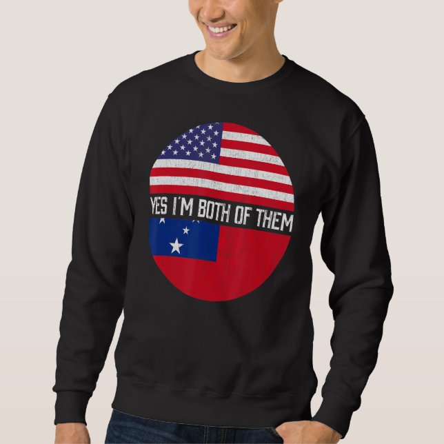 Halvamerikanskt halvsamoanskt familjarv i USA flag Lång Ärmad Tröja (Framsida)