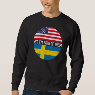 Halvamerikanskt halvsvenskt familjarv i USA flagga Lång Ärmad Tröja