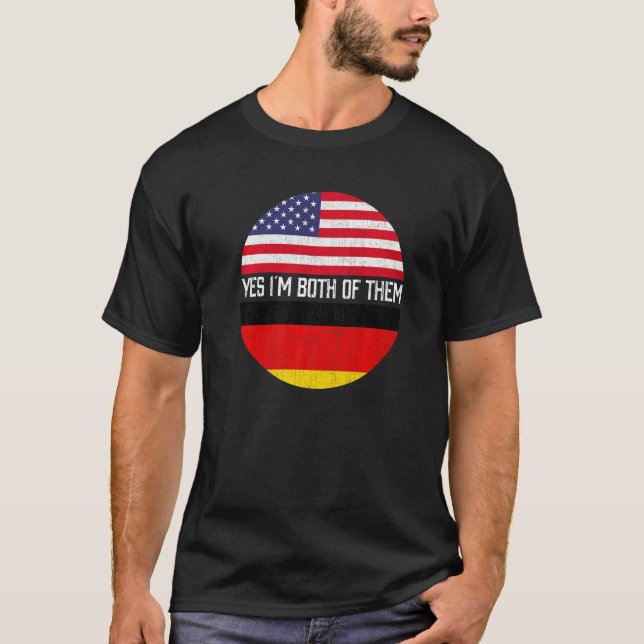 Halvamerikanskt halvtyskt familjarv i USA flagga T Shirt (Framsida)