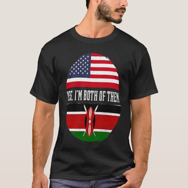 Halvamerikanskt Kenyan USA flagga Kenya Heritage T Shirt (Framsida)