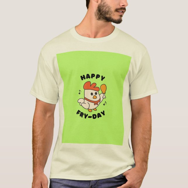 Halvärmad t-shirt med söt liten kyckling. (Framsida)
