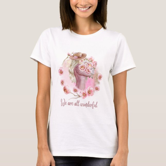 Halvärmad t-shirt med vacker docka tryckt (Framsida)