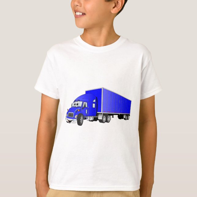 Halvblå Tecknad i Lastbil Tee Shirt (Framsida)