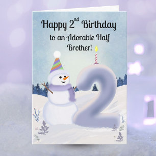 Halvbror Glad 2-årsdag Snömannen Bygger Kort