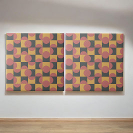 Halvcirkel för svart Retro-Gult, röd Kakelplatta