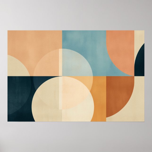 Halvcirklar i beige, brun och svart poster (Framsidan)