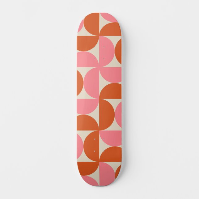 Halvcirklar i Geometric Rosa Orange Mini Skateboard Bräda 18,5 Cm (Framsida)