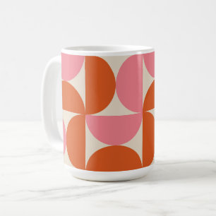 Halvcirklar i mitten av århundradet Rosa och Orang Kaffemugg