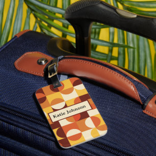 Halvcirklar i mitten av gulten orange monogram bagagebricka