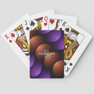 Halvcirklar lila & Ro Guld, Namn Monogram Casinokort