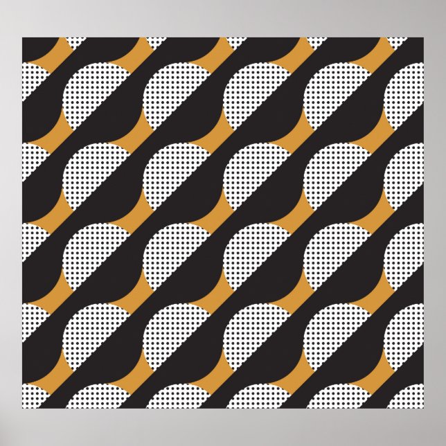 Halvcirklar och prickar, geometriskt mönster. poster (Framsidan)