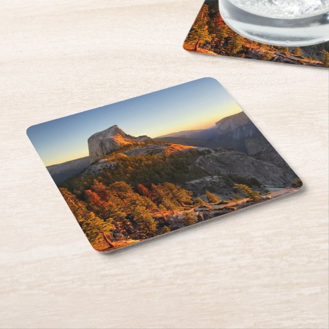 Halvdaglig solnedgång - Yosemite Underlägg Papper Kvadrat (Vinklad)