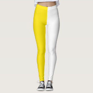 Halvdesign för vit två tondelningar i gult leggings