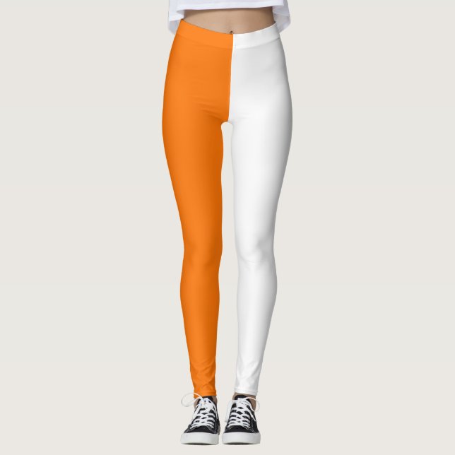 Halvdesign för vit två tondelningar i orange leggings (Framsida)