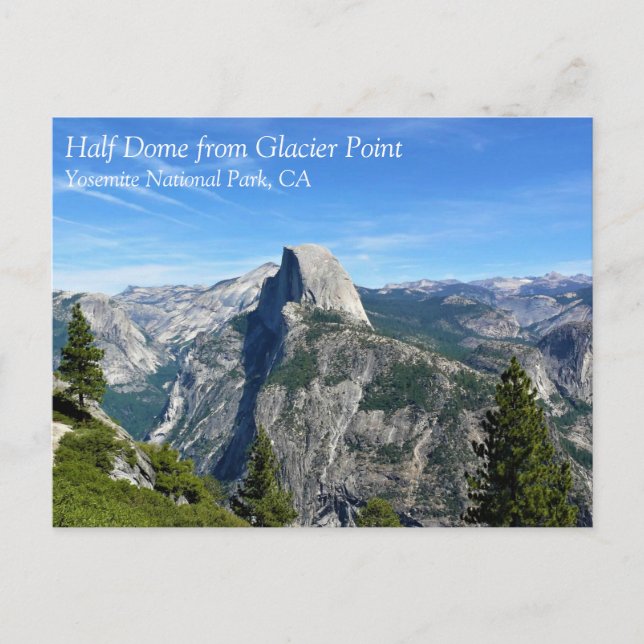 Halvdom från Glacier Point, Yosemite, CA Postcar Vykort (Framsida)
