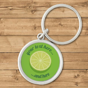 Halverad Lime Rund Silverfärgad Nyckelring