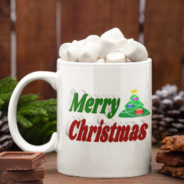 Halvertypografi av den röda grönten god jul Träd Kaffemugg