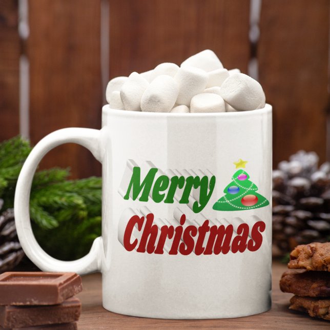 Halvertypografi av den röda grönten god jul Träd Kaffemugg (Skapare uppladdad)