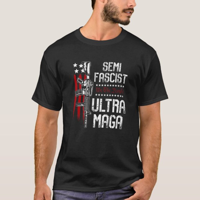 Halvfascistisk Ultra Maga Politiskt humor Biden Qu T Shirt (Framsida)