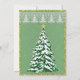 Halvfet kort för grönt och Guld Julgran