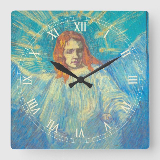 Halvfigur av en ängel av Vincent van Gogh Fyrkantig Klocka (Framsida)