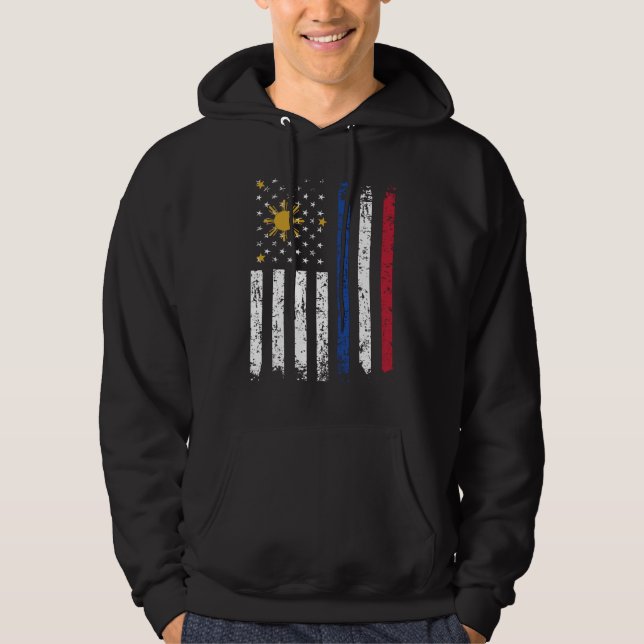 Halvfilippino Halva amerikanska Flagga Filippinern Hoodie (Framsida)