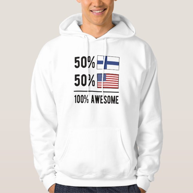 Halvfinsk finsk Flagga Finland USA flagga Hoodie (Framsida)
