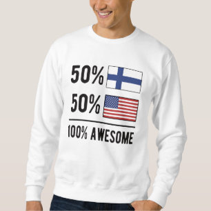 Halvfinsk finsk Flagga Finland USA flagga Lång Ärmad Tröja