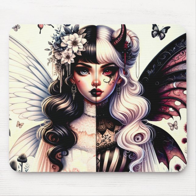 Halvgel Djävulen Mörk Beauty Broken Vinge Fairy Musmatta (Framsidan)