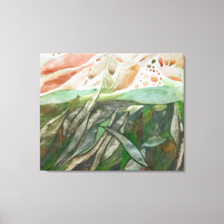Halvgrön och halverad färgad botanisk lövlök canvastryck