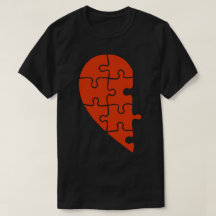 Halvhjärtpussel Par Valentines T-Shirt