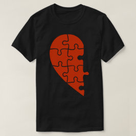 Halvhjärtpussel Par Valentines T-Shirt