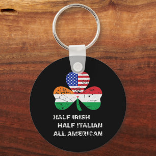 Halvirländsk halv italiensk all amerikansk Flagga Nyckelring