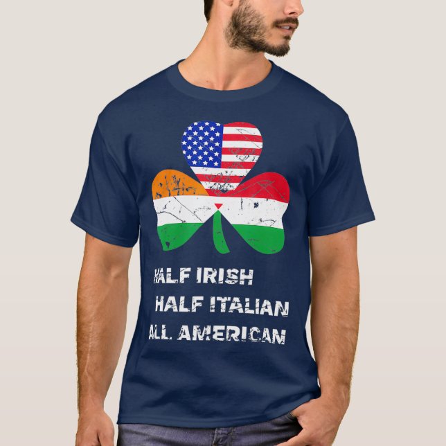 Halvirländsk halv italiensk all amerikansk Flagga T Shirt (Framsida)