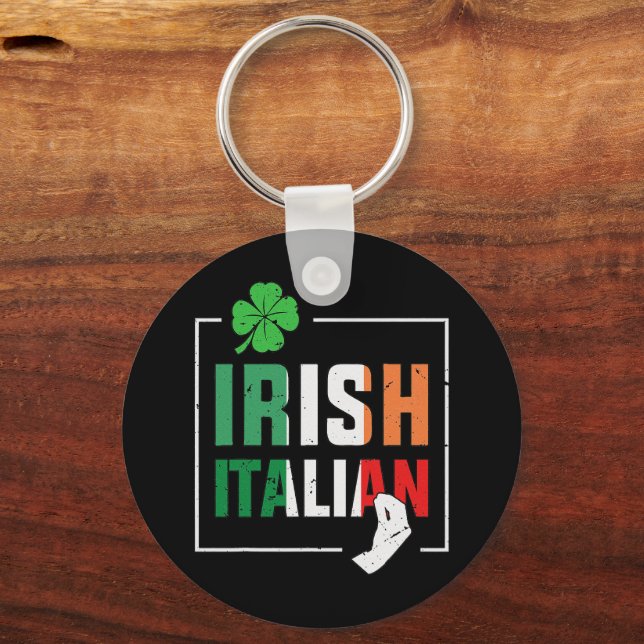 Halvirländsk halv italiensk italiensk Flagga Nyckelring (Framsida)