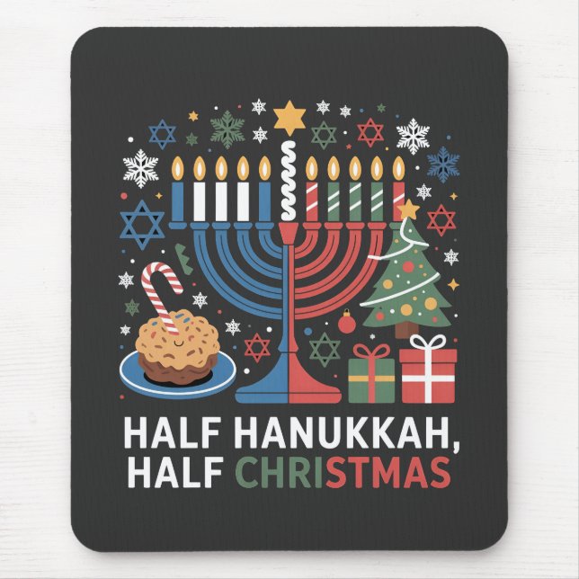 Halvjul Hanukkah Christmukkah Funny Musmatta (Framsidan)
