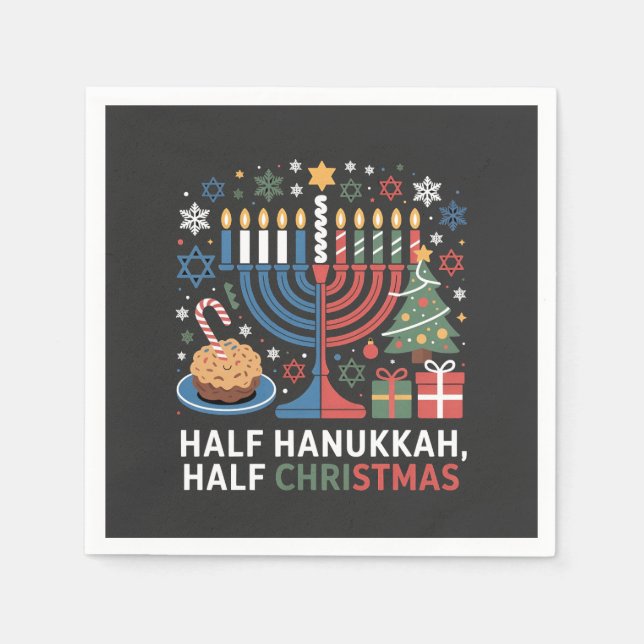 Halvjul Hanukkah Christmukkah Funny Pappersservett (Framsidan)