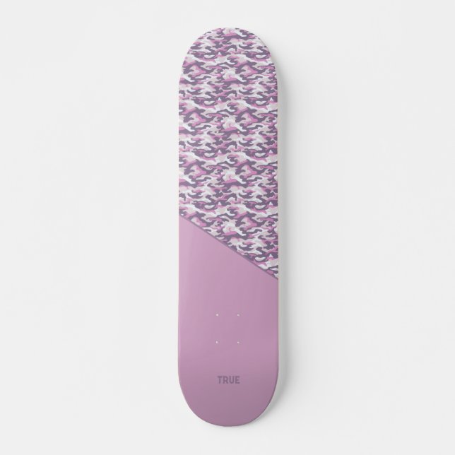Halvkamouflage dubbel grå och rosa mini skateboard bräda 18,5 cm (Framsida)