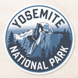 Halvklotet Yosemite Rund Emblem Underlägg Papper Rund