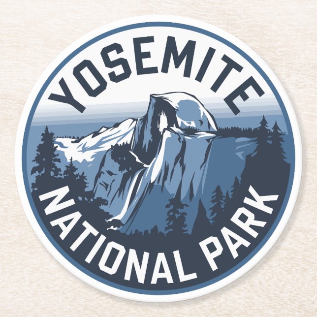 Halvklotet Yosemite Rund Emblem Underlägg Papper Rund (Framsidan)