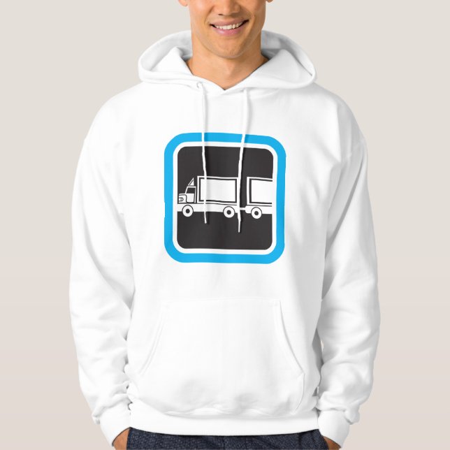 Halvlastbil och släpvagn Blå ikon Hoodie (Framsida)