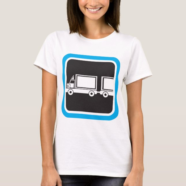 Halvlastbil och släpvagn Blå ikon T Shirt (Framsida)