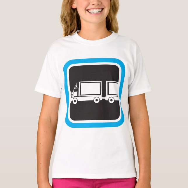 Halvlastbil och släpvagn Blå ikon T Shirt (Framsida)