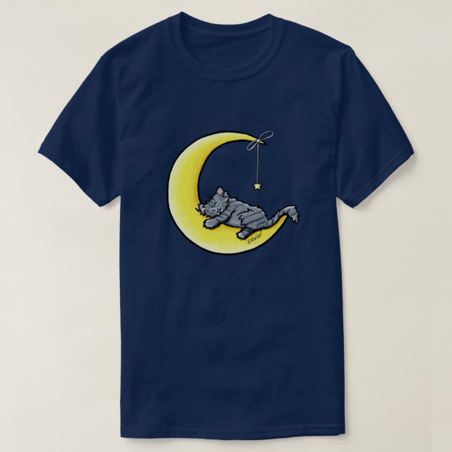 Halvmåle Kärlek Tabby Katt T-Shirt (Design framsida)