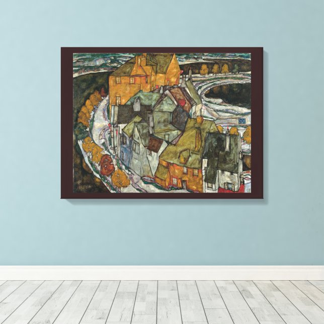 Halvmåne av hus II, Island Town av Egon Schiele Canvastryck (Insitu (trägolv))